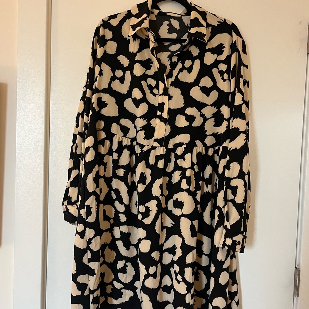 Black and Cream Animal Print Dress